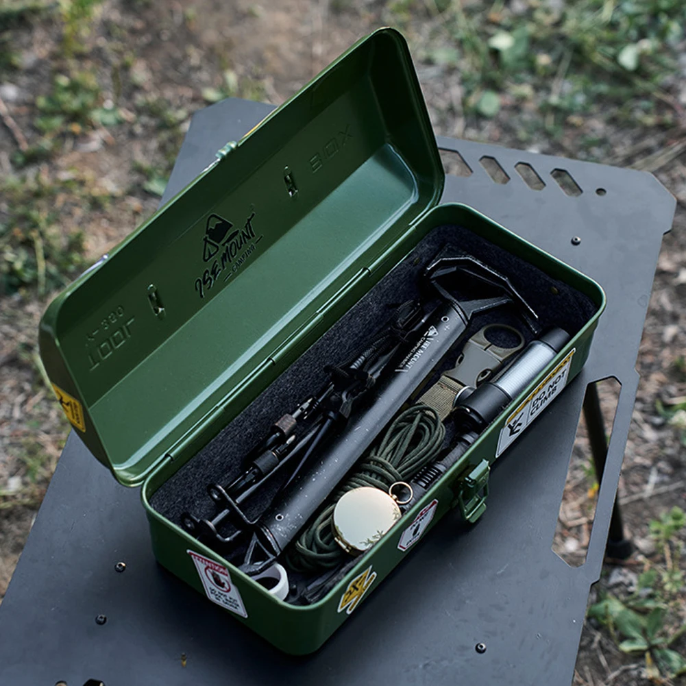 Outdoor Tools Storage Box Portable Camping Picnic Hand Box Metal Tools Storage Box with Handle Sundries Storage Box