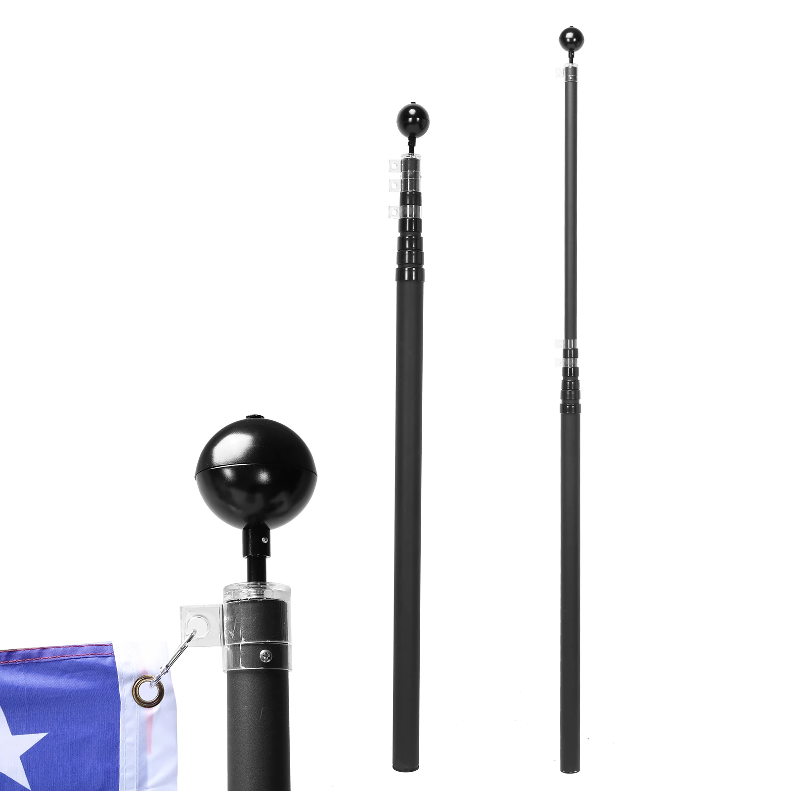 

Heavy Duty Flag Pole Extra Thick Heavy Duty Metal Flagpole Kit with 360° Rotating Rings Clip for Yard Residential Or Commercial
