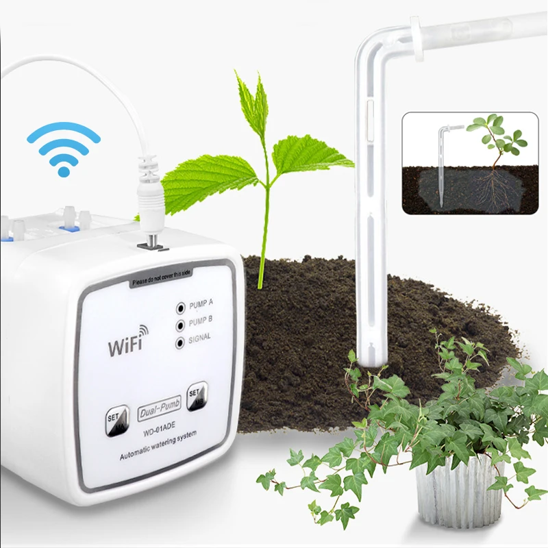 Wifi Intelligent Dual Pump Automatic Watering Device with Mobile Phone Remote Control Watering Device for Garden Plant Flower