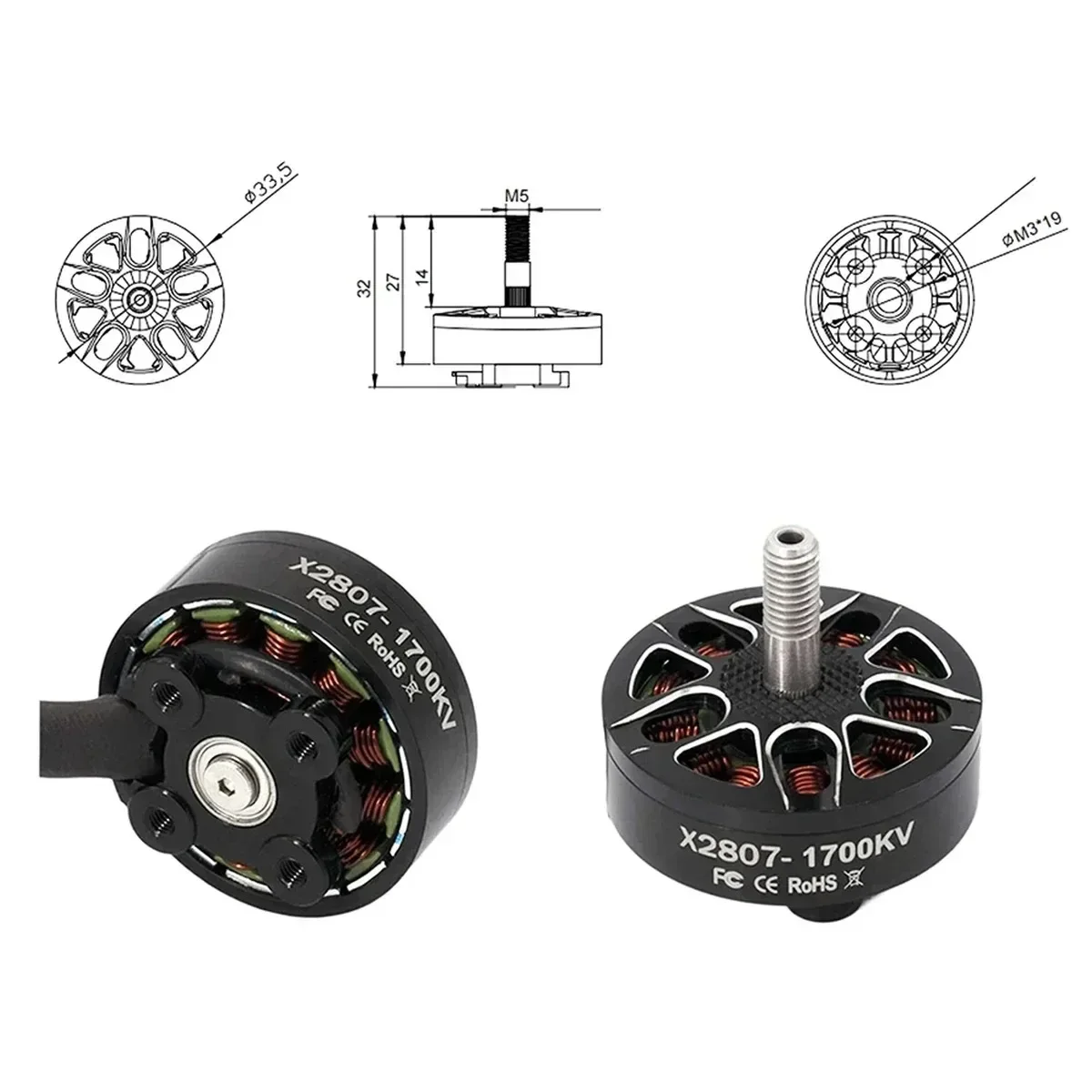 

DYS X2807 1300KV 1500KV 1700KV Бесщеточный двигатель для FPV 7-дюймовый дальний уровень LR7 RC Самолеты Запчасти для дронов