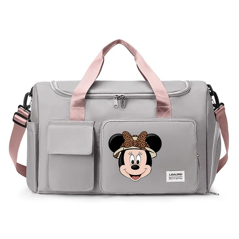 Women Disney MICKEY MOUSE Carry on Travel Bag Large Capacity Gym Weekend Duffle Bags with Shoe Compartment Sport Fitness HandBag