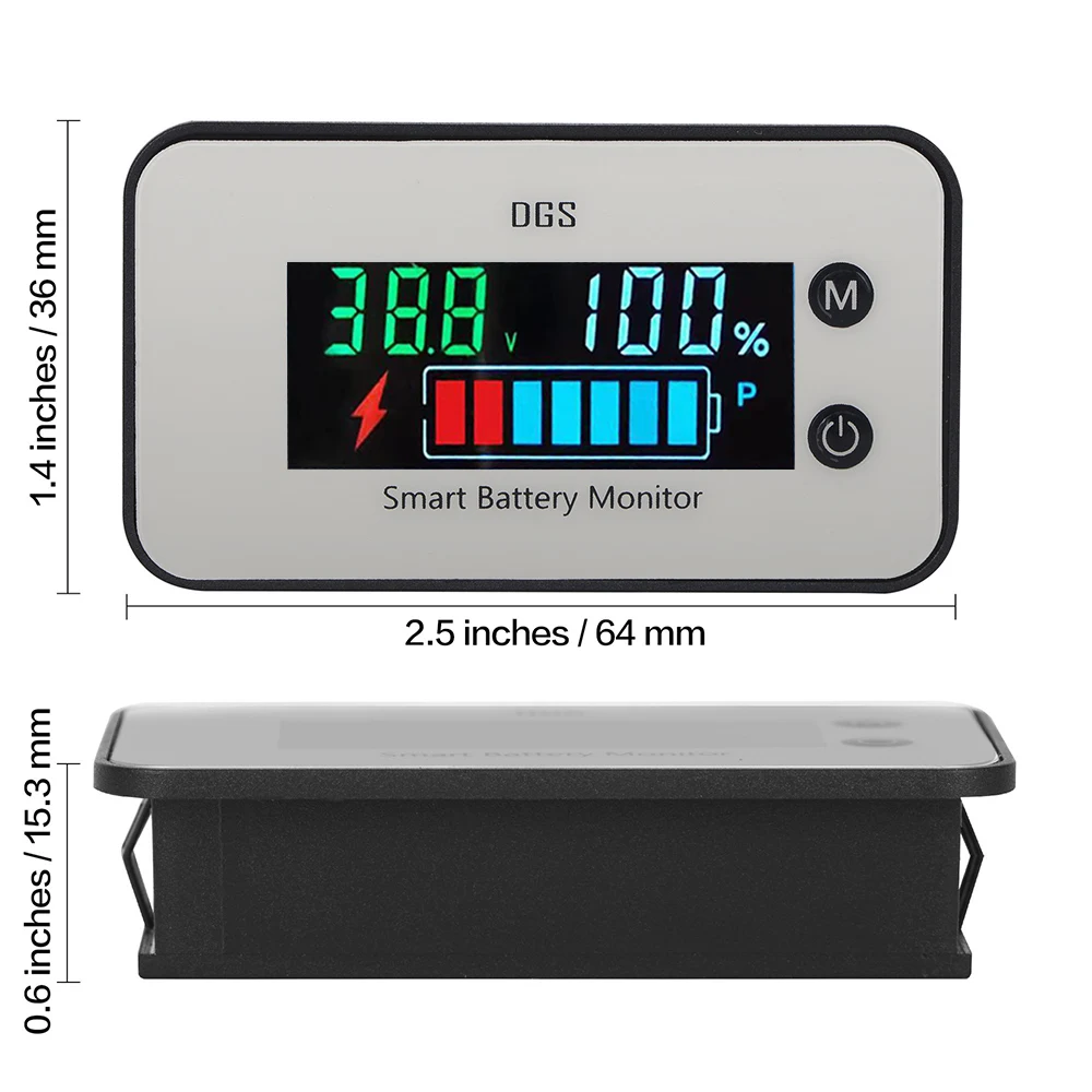 DC 7-100v Battery Capacity Monitor Meter 12v 24v 48v Battery Power Percentage Voltage Temperature Indicator Gauge 4 Styles