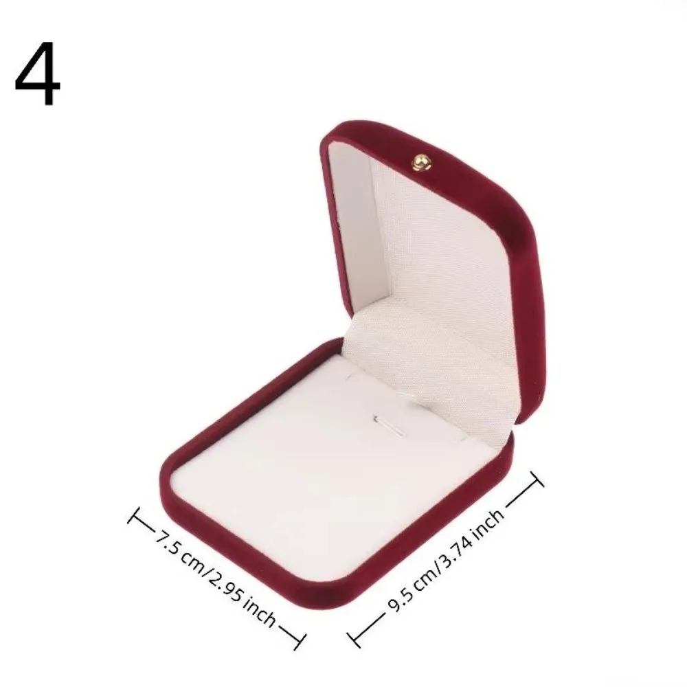 Flocking Jewelry Box Red Pendant Ring Necklace Display Storage Box Earring Bracelet Gold Buckle Packaging Box Jewelry Case