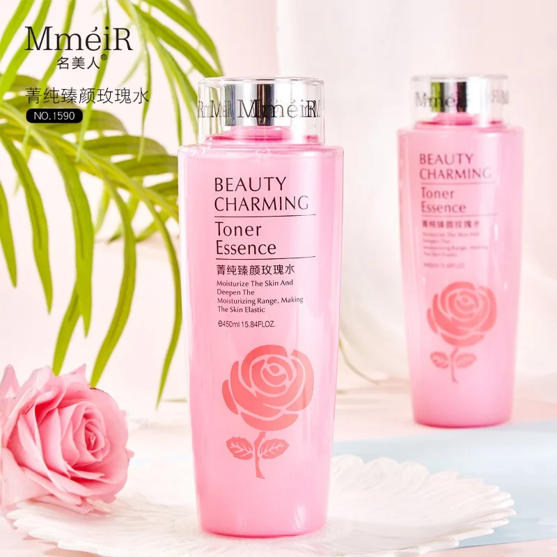 450ml Rose Toner Closes Pores Brightens Shrinks Water Moisturizes Refreshes Controls Oil Pore Minimizer Anti-Aging Skin Care