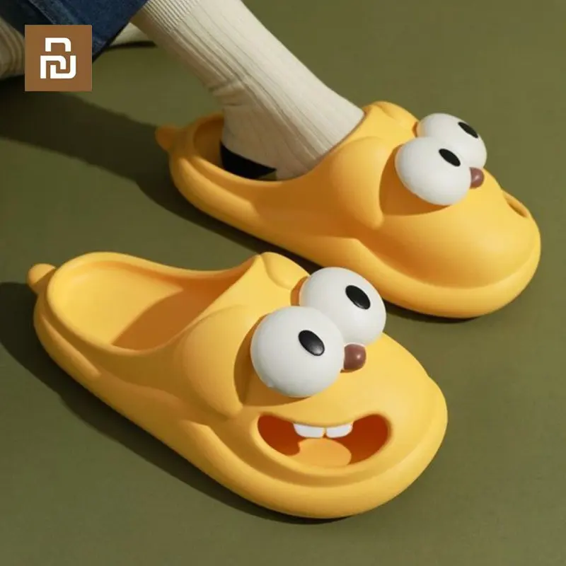 Youpin Spring Summer Upgraded Cute Big Eyes Slipper Women Indoor Outdoor Bathroom Sandals Thick Sole Men\'s Beach Shoes for Home