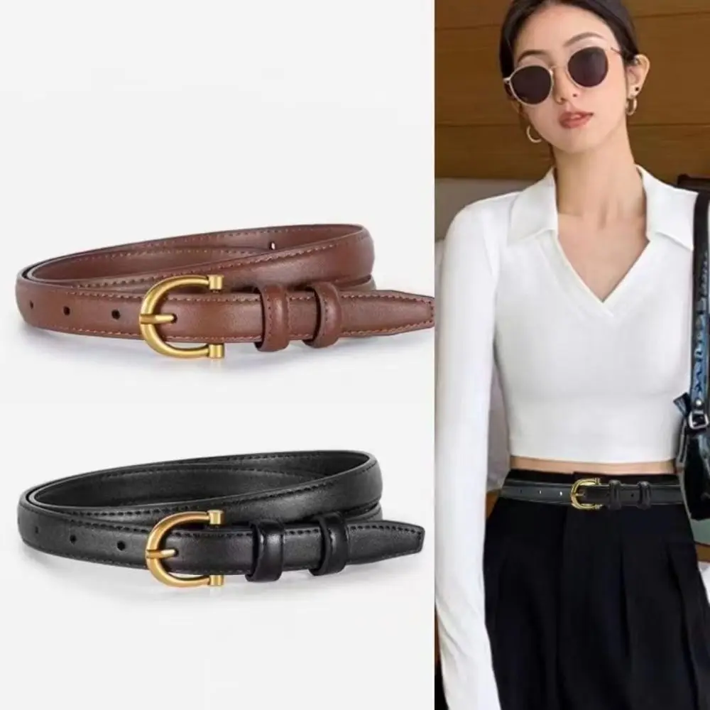 

Adjustable Jeans Decor Women Belt Pin Buckle Thin Pu Waistbands Korean Style Fashion Trouser Decoration Female/Girls