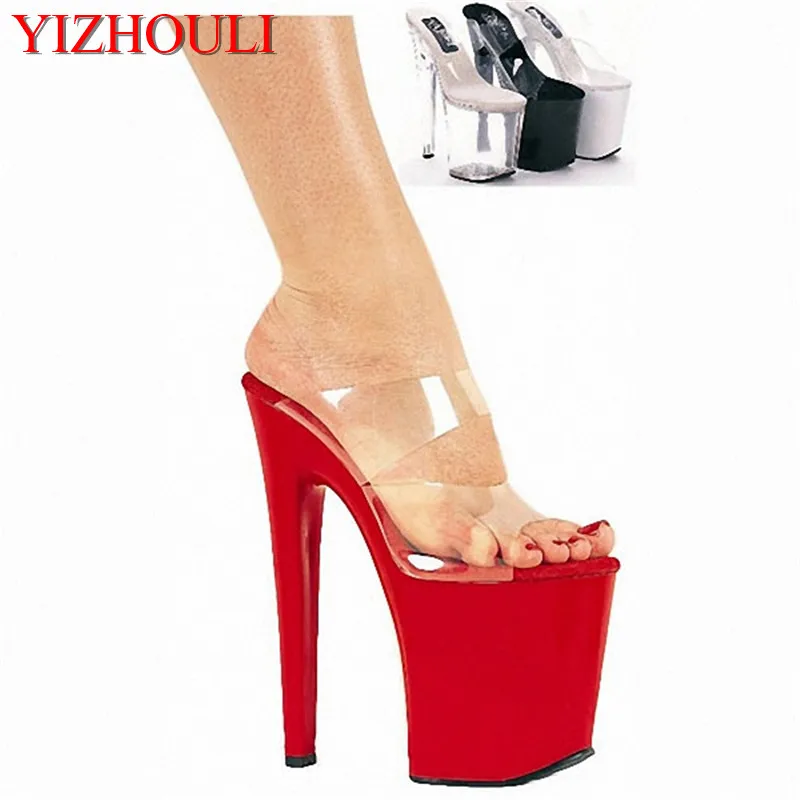 

20cm High-Heeled Sexy Cutout Slippers 8 Inch Heel High Platform Sandal Slip On Sexy Stripper Shoes Open Toe dance shoes