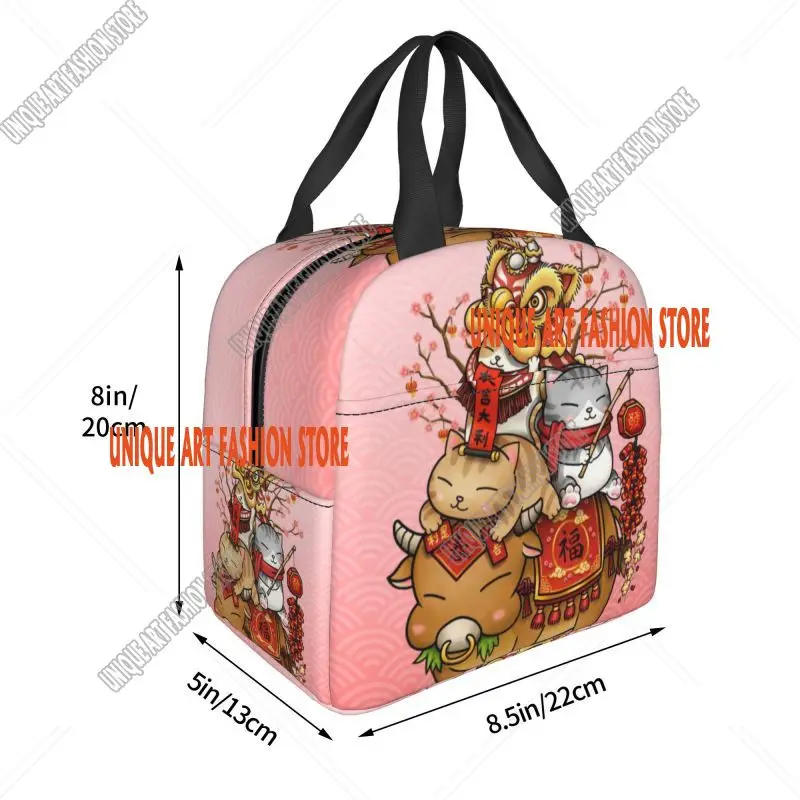 Lucky Cat Revolution Portable Lunch Boxes for Japanese Maneki Neko Thermal Cooler Food Insulated Lunch Bag Office Work