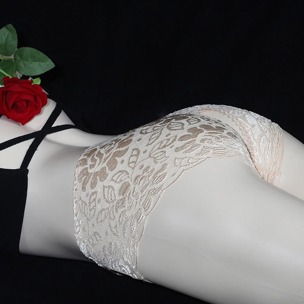 Men Underwear Men Thong Women Briefs Comfortable G-String Gay Lace Open Crotch Panties Plus Size Sissy.See-Through