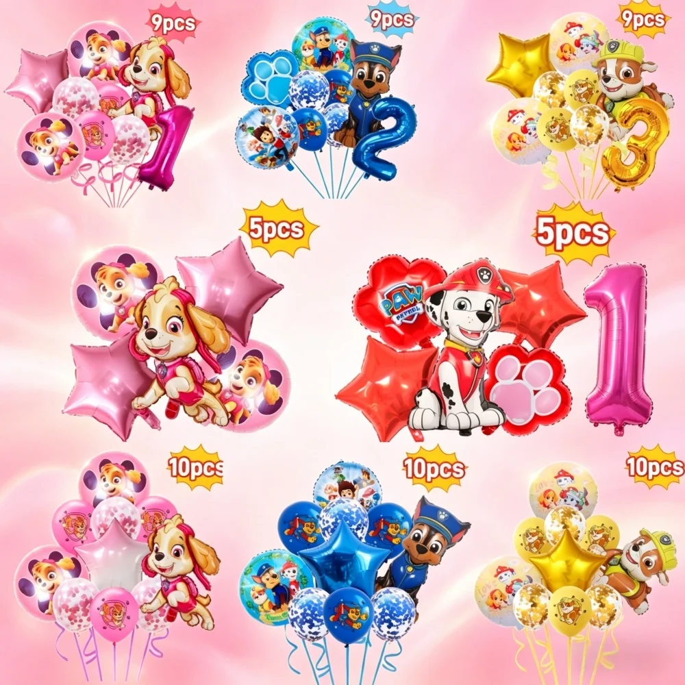 Globos con temática de Paw Patrol, suministros de decoración para fiestas, globos de aluminio con diseño de perro de rescate, regalo de cumpleaños para niños y niñas