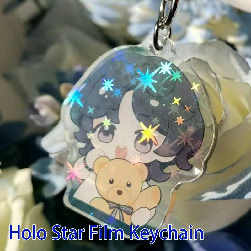 Custom Keychains   Clear Acrylic Charm Cartoon AnimeHolographic Cute Design Customized PhotoEpoxy Star Film Key Chains For Gifts