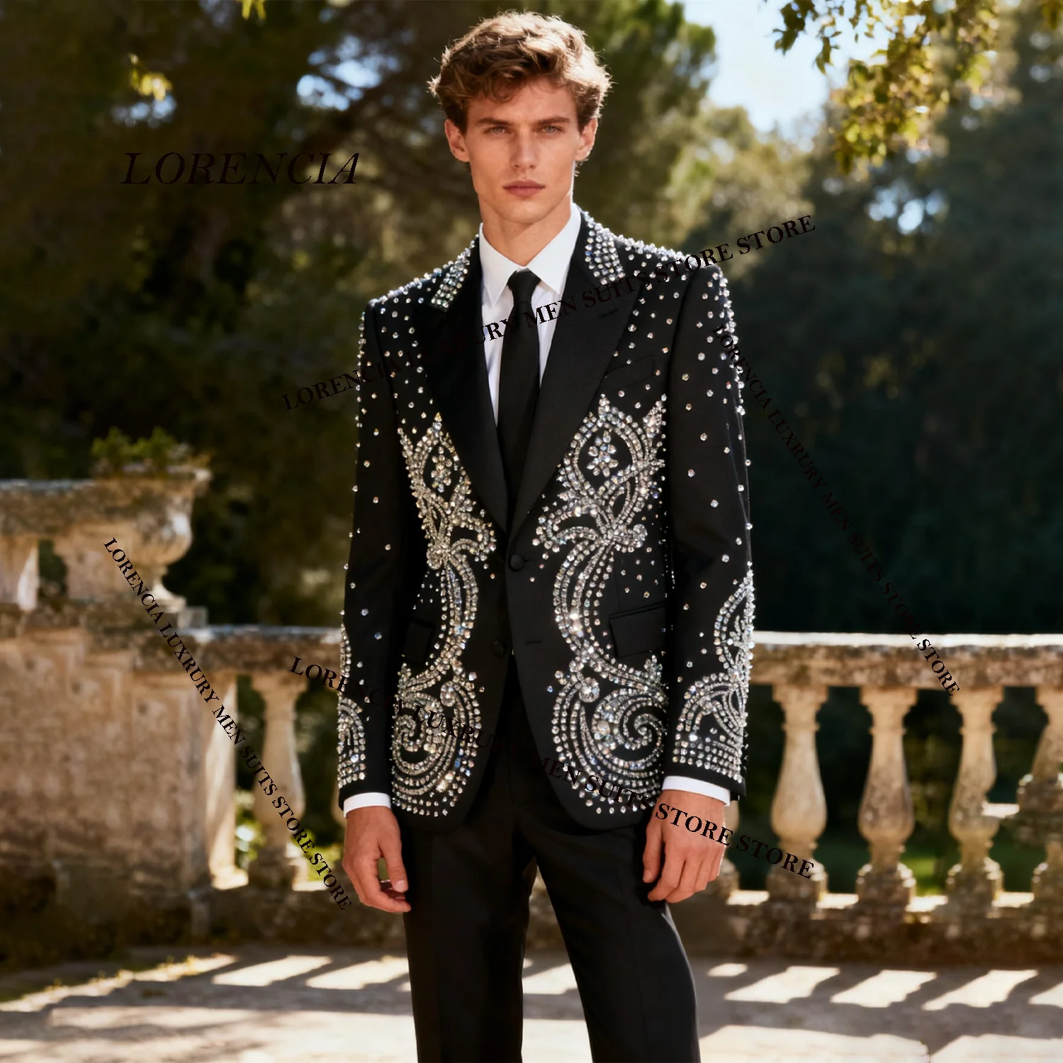 

Высококачественный мужской костюм с лацканами по индивидуальному заказу, приталенный костюм для жениха, изысканные спортивные смокинги, свадебный фрак, ювелирные изделия с бриллиантами, Ropa homre