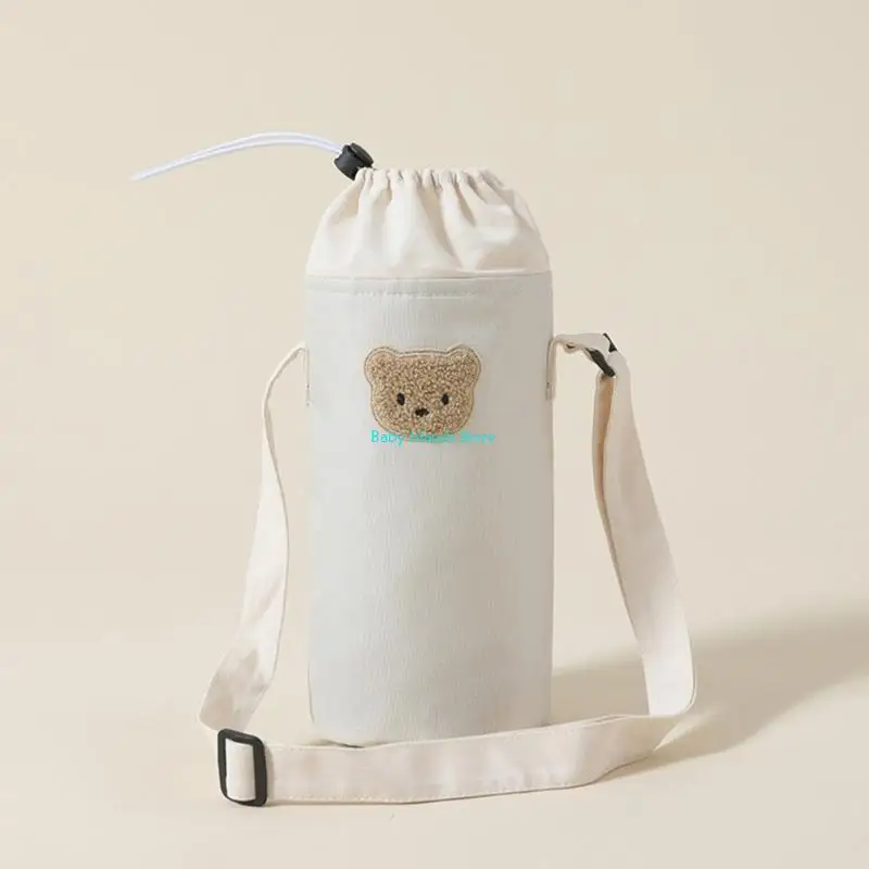 

K92D Storage Bag for Easy Feeding Water Cup Organiser with Lovely Bear Embroidery