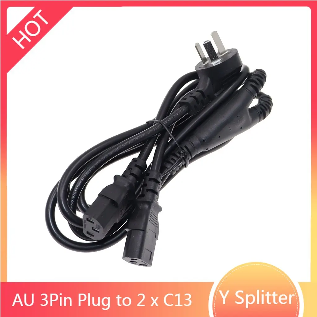 AC Power Adapter Cable Y splitter Cord Australian 3pin 10A Plug Cable Connector Female Receptacle C13 cable 2 in 1*