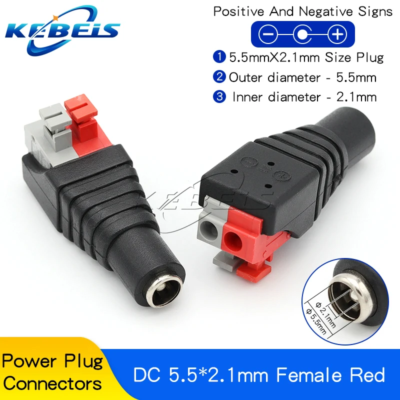 2/5/10 Stück DC 12V BNC-Steckverbinder (männlich/weiblich) 5,5*2,1mm/2,5mm Schweißfreie Stromversorgung DC-Steckeradapter Buchsen für LED-CCTV-Kameras