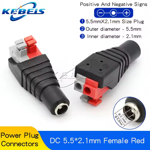 2/5/10PCS DC 12V Male Female BNC Connectors 5.5*2.1mm/2.5mm Welding-Free Power DC Plug Adapter Jack Sockets For LED CCTV Camera - Image 13