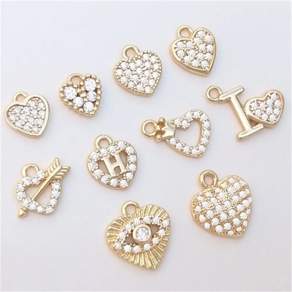 

14K Gold-plated Zircon Small Heart Pendant Series Love Pendant Diy Bracelet Earrings Jewelry Charms Pendant K462