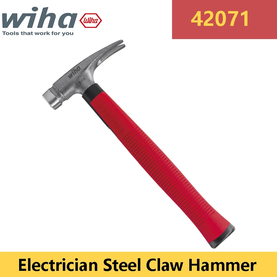 

WIHA 42071 Electrician’s Hammer Steel Claw Hammer 300 g Head No Slip Handle Insulated Handle Repair Tool Carpenter Tough Hammer