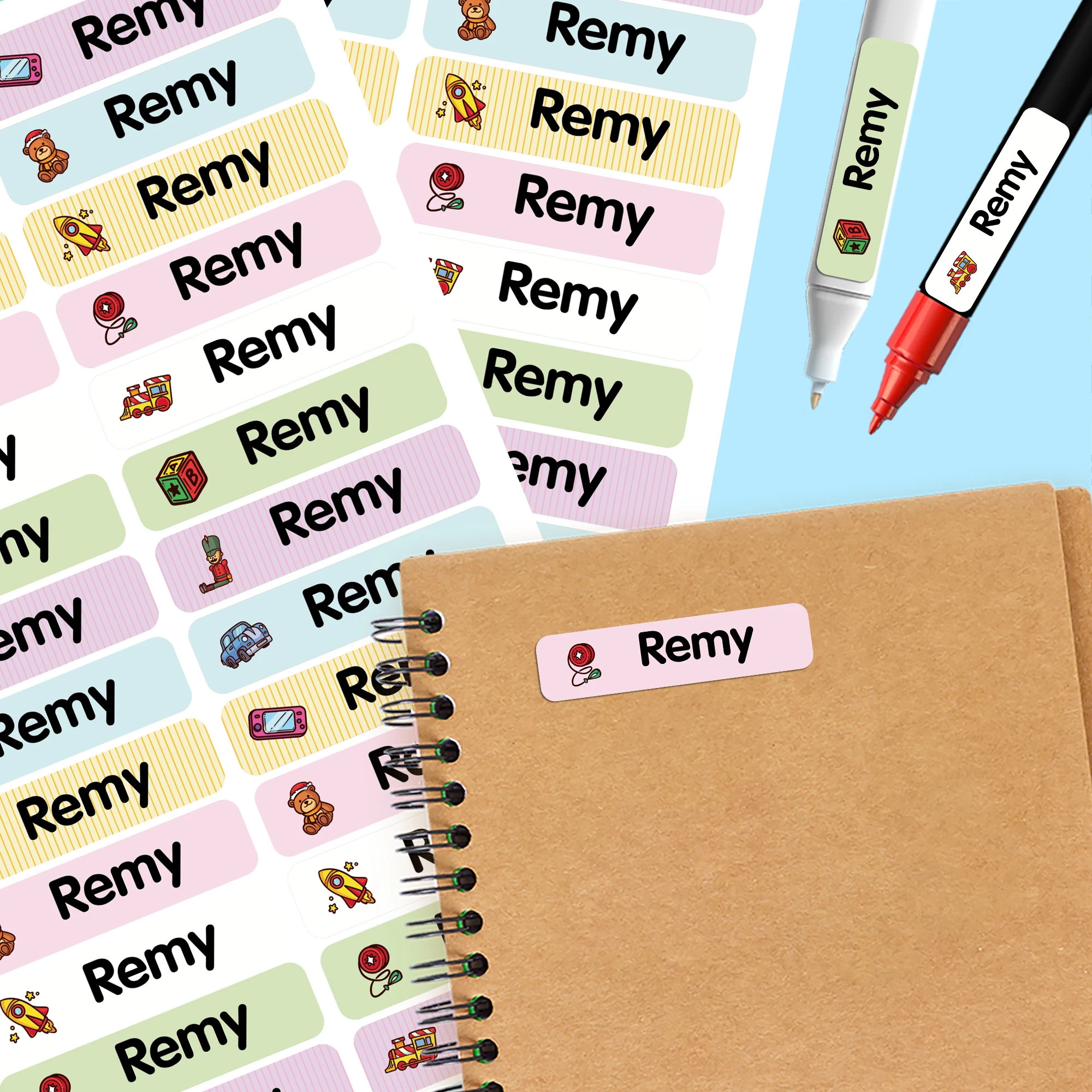 84/126pcs toy Personalized Name Stickers Textbook Tag Pencil Label Cup Stickers For Uniforms, Sheets, Hats, Shoes, Backpacks