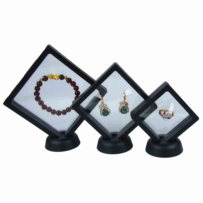 10 قطعة صندوق تعليق فيلم البولي ايثيلين صندوق خاتم مجوهرات شفاف ، صندوق عرض ملحقات صندوق تخزين صندوق ملحقات 9x9 سنتيمتر/7x7 سنتيمتر