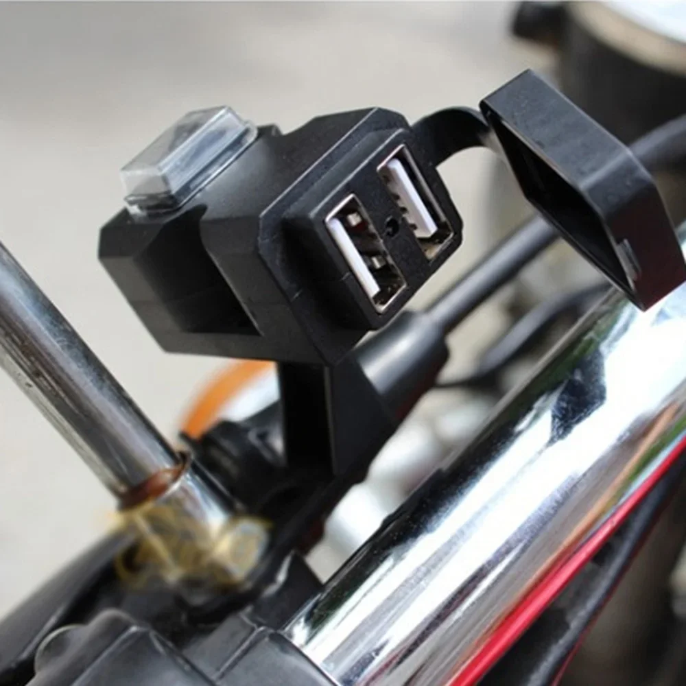 Motorcycle Universal Waterproof Dual USB Charger Adapter 9-24V 9-90V Handlebar Power Supply Socket