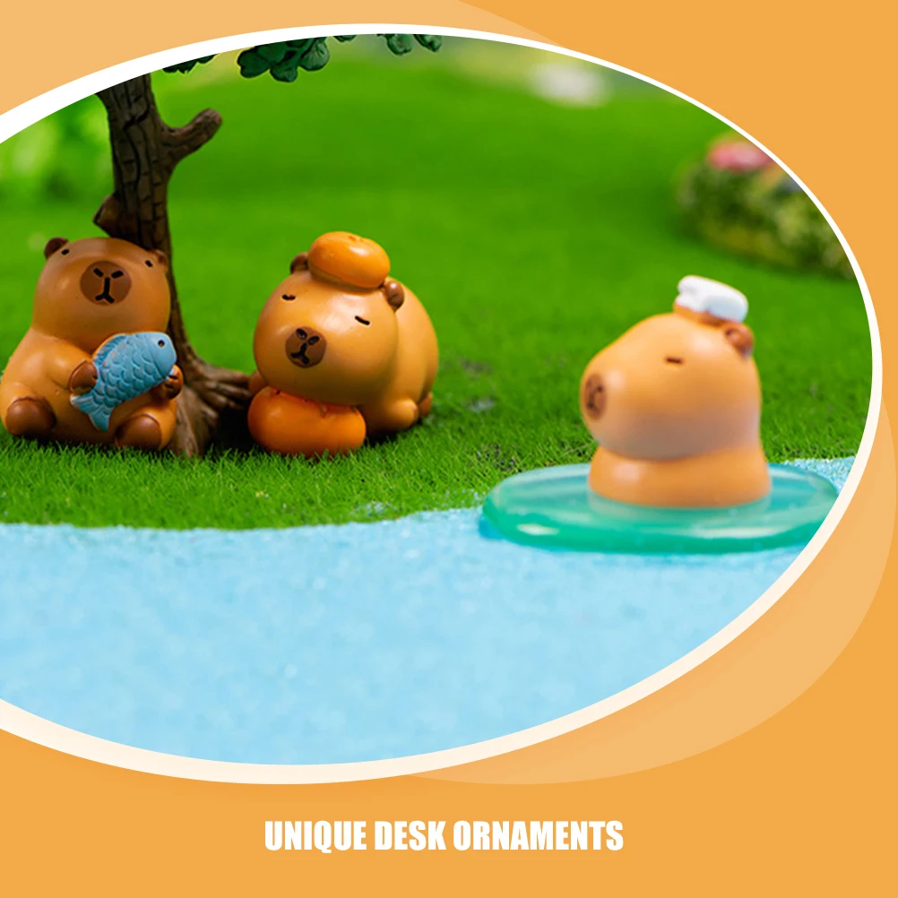 6 قطعة مايكرو كابيبارا المشهد تمثال راتينج صغير لمكتب الرف ديكور الحيوانات الصغيرة جمع هدايا الحفلات الإجهاد الإغاثة #3