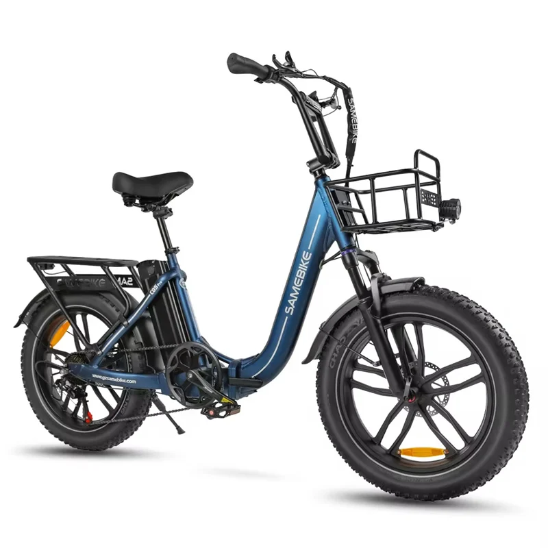 EU Stock 20 Inch Folding Electric Bicycle For Two Adults 500W 36V Fat Tire Electric Bike With Basket 7 Gears Removable Battery