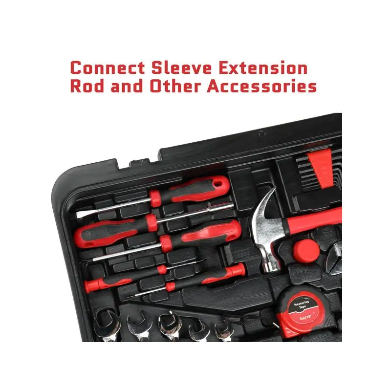 Set Peralatan Rumah Tangga 599-Piece, Kit Perbaikan Mobil dengan Kotak Peralatan Beroda, Peralatan Mekanik & Bor Tanpa Kabel 21V