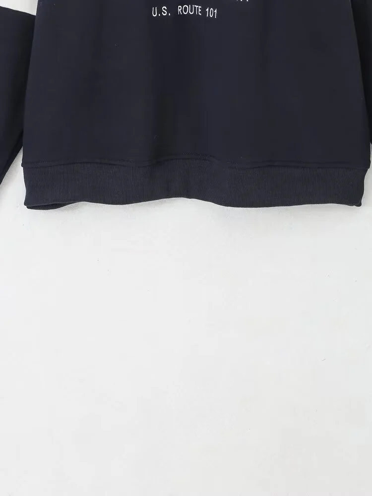 European style new arrival women's fashion versatile and elegant letter print round neck long-sleeved loose sweatshirt.