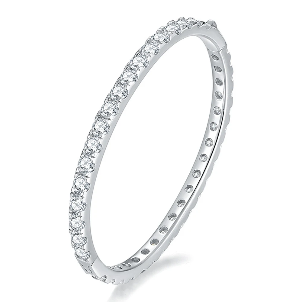KNOBSPIN D VVS1 Volle 4mm Moissanit Armreifen GRA Zertifiziert s925 Sterling Silber Überzogene 18k Armbänder für Frauen Party geschenk Schmuck