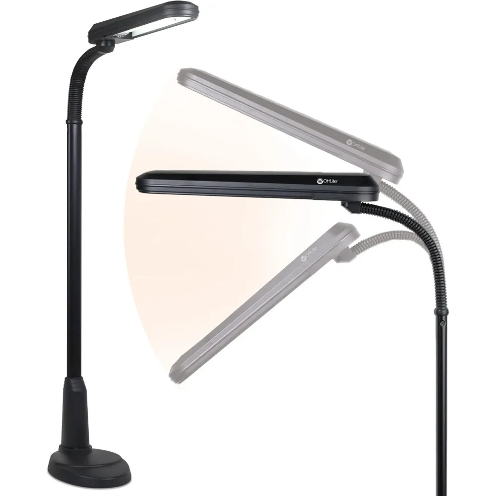 Standing Floor Lamp with Weighted Base & Adjustable Neck - 24w Energy Efficient Light Bulb for Bright Natural Daylight