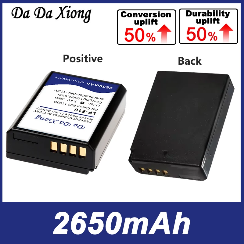 High Quality 7.4V 2650mAh LP-E10 Battery For Canon EOS Rebel T3 T5 T6 T7, Kiss X50 X70, EOS 1100D 1200D 1300D 2000D Camera