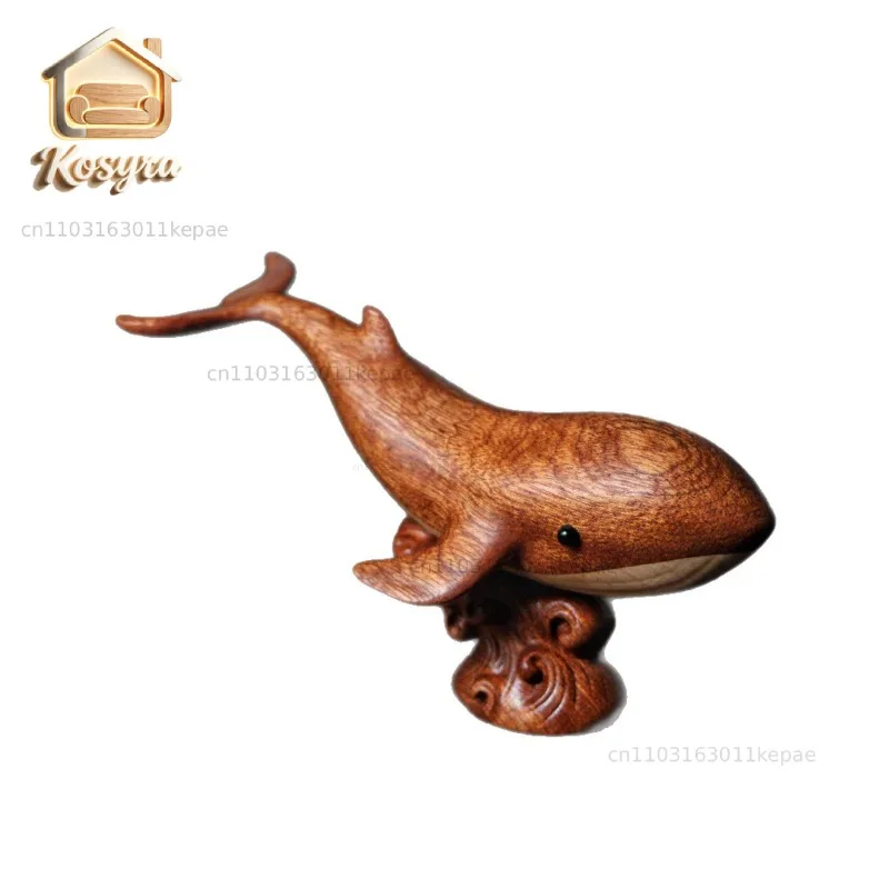 1PC Sapele Beech Wood Joint Carved Whale Figurine Stylish Creative Wooden Animal Home Decor Ornament Fashionable Fish Decoration