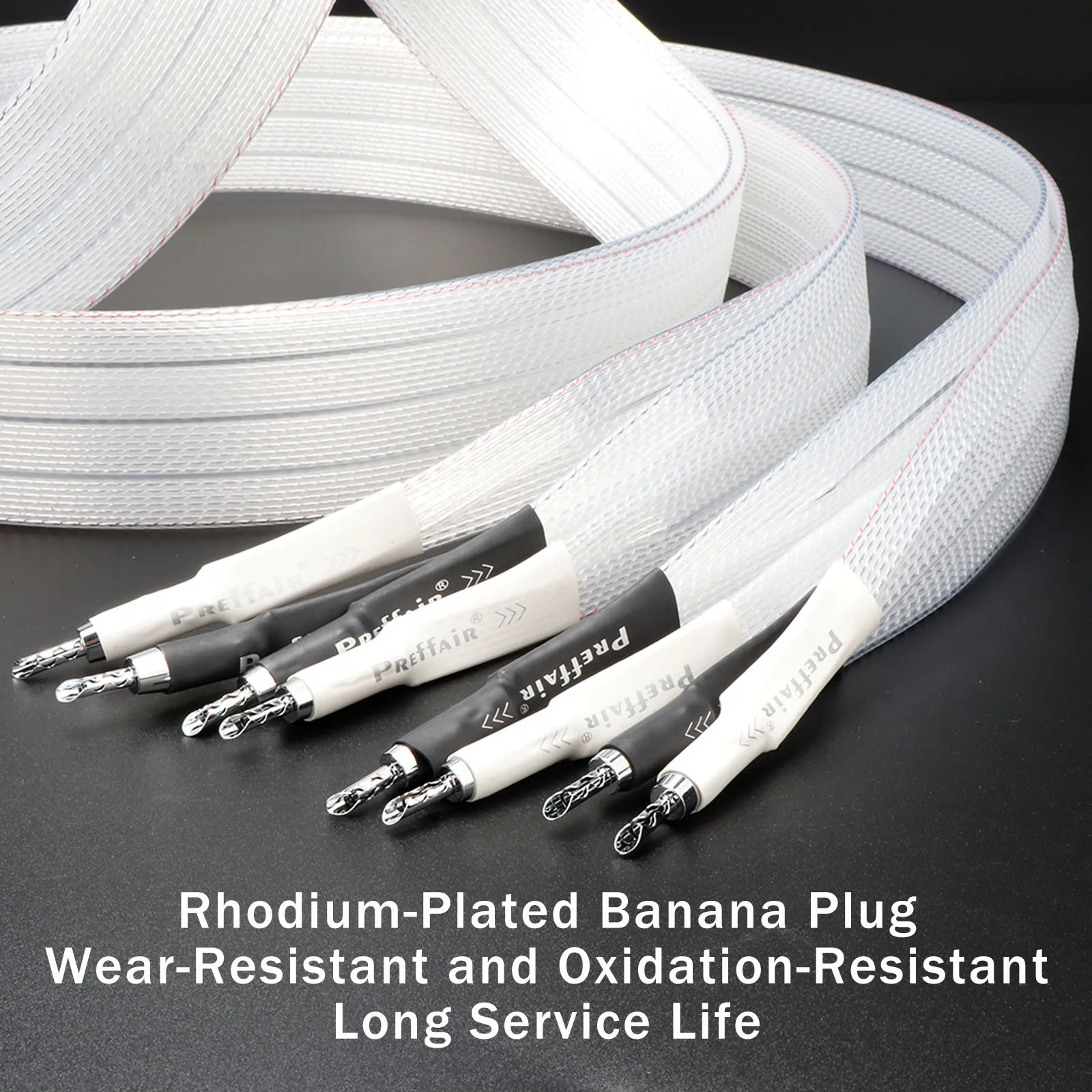 كابل مكبر الصوت Hifi OCC مكبرات الصوت المطلية بالفضة 2 إلى 2/4 كابلات مكبر الصوت المطلية بالروديوم الموز التدريع المزدوج