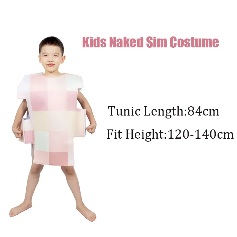 Couple Naked Sims Costume For Halloween Party Kids Funny Adult Mosaic Costume