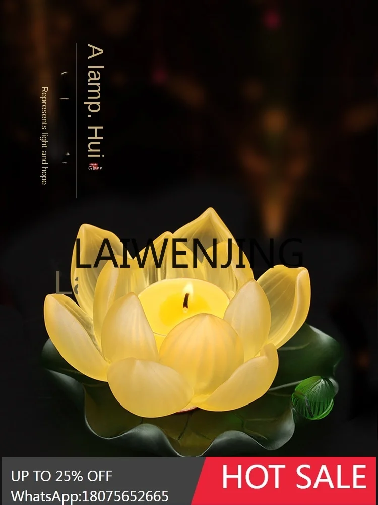 RWJ Ancient French Glaze Lotus Butter  Guanyin Changming  Home Buddha Lamp Buddhist Hall Lamp