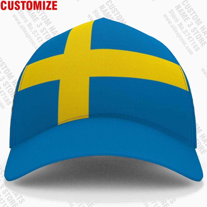 Sweden Baseball Caps Free Custom Made Name Number Team Logo Se Hat Swe Country Travel Sverige Nation Swede Swedish Flag Headgear