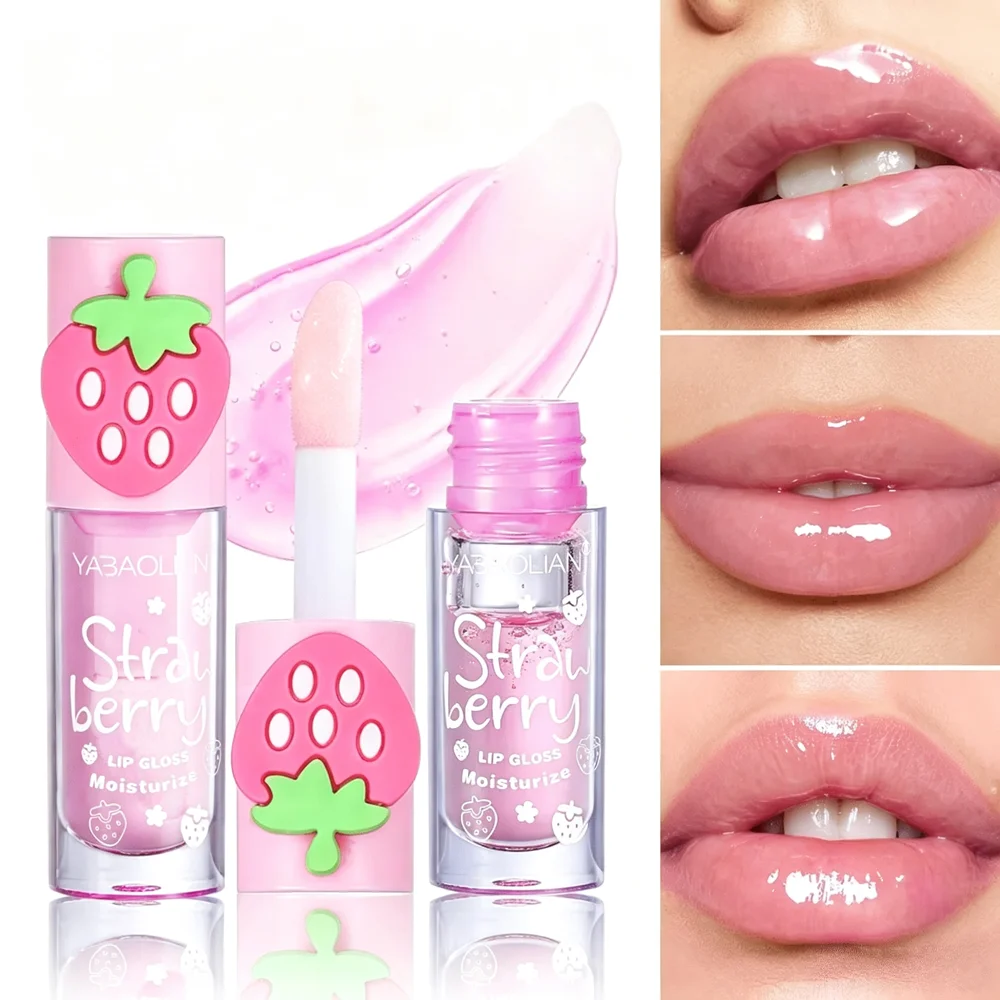 Cute Strawberry Shape Lip Oil Sweet Moisturizing Plumper Lip Gloss Hydrating Nourishing Clear Lip Oil Repair Dry Lips Makeup Lip