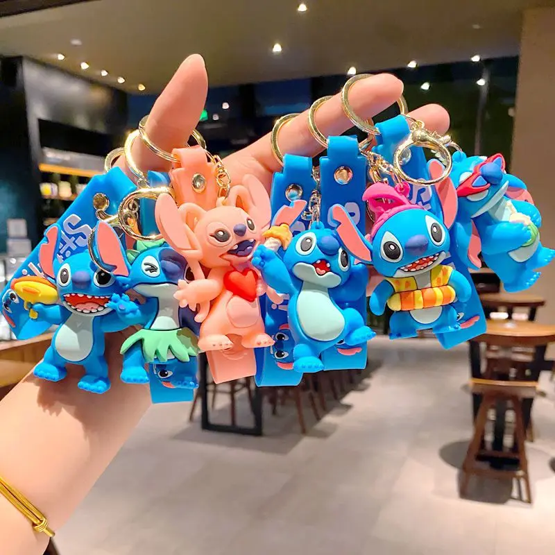 

MINISO Cute Disney Stitch doll Keychain Cartoon Keyring Hanging Couples Bag Pendant Small Gift