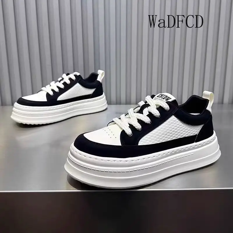 

Кроссовки, повседневные мужские оригинальные дизайнерские легко подходящие туфли, модная кожаная дышащая спортивная обувь на платформе с увеличенной высотой