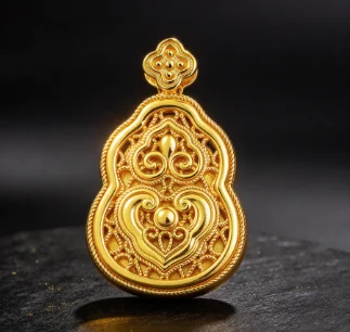 Pendant Women's 24K Gold AU999 - Exquisite Gold Gourd, Dazzling Ice Shimmer, For Eye-catching Da