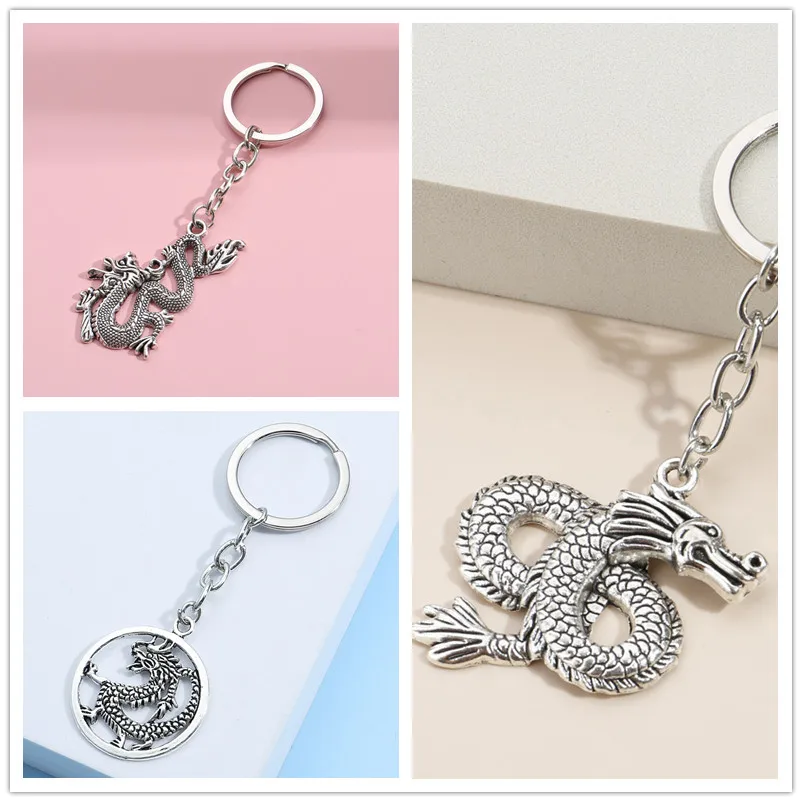 New Creative Chinese Dragon And Zodiac Shape Exquisite Car Pendant Alloy Keychain Girl Bag Ornament