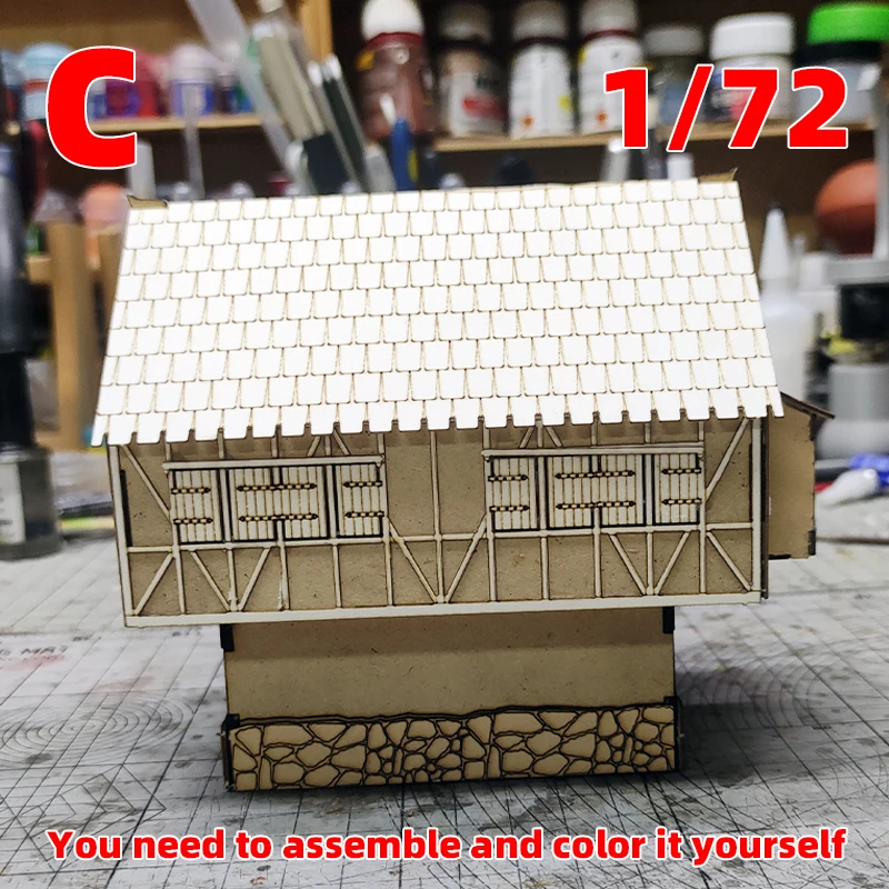 Architektonisches Modell zum Zusammenbauen, Sandtisch, Europa, ländliches Haus, Gebäude, Villa, Bungalow, Diorama, Maßstabsmodellbausatz 1/72 – Detail 9