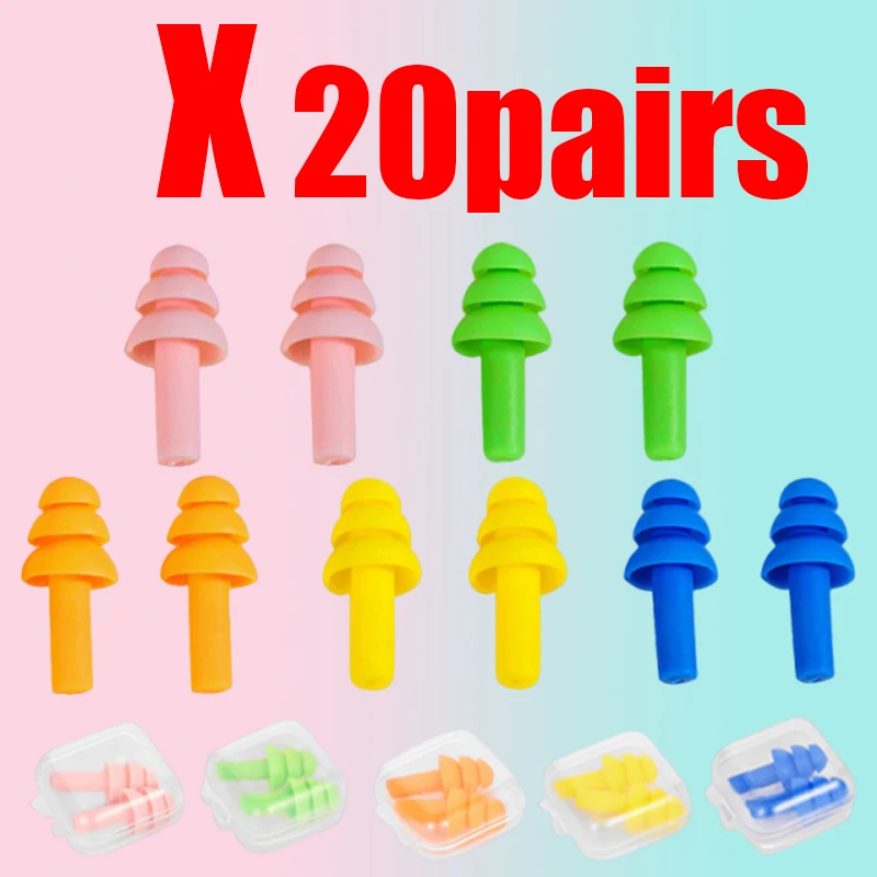 

1-20pairs Soft Silicone Earplugs Waterproof Swimming Ear Plugs Reusable Noise Reduction Sleeping Ear Plugs Hearing Protection