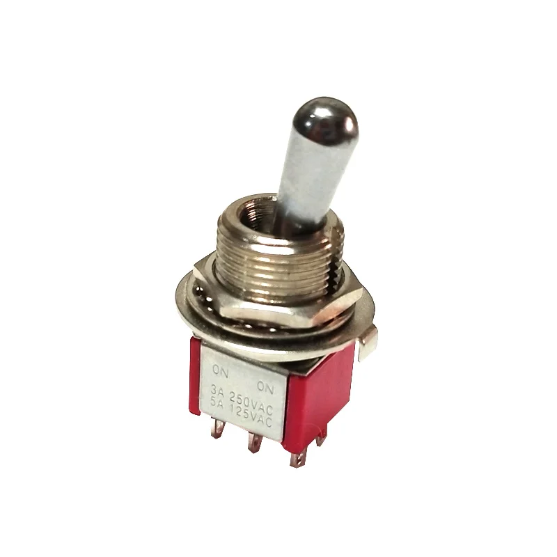 1pcs 8013 SH T80-T Z1 Series short Handle 12mm ON-ON SPDT 6Pin 2Position Panel Mount Mini Toggle Switch 5A 125VAC