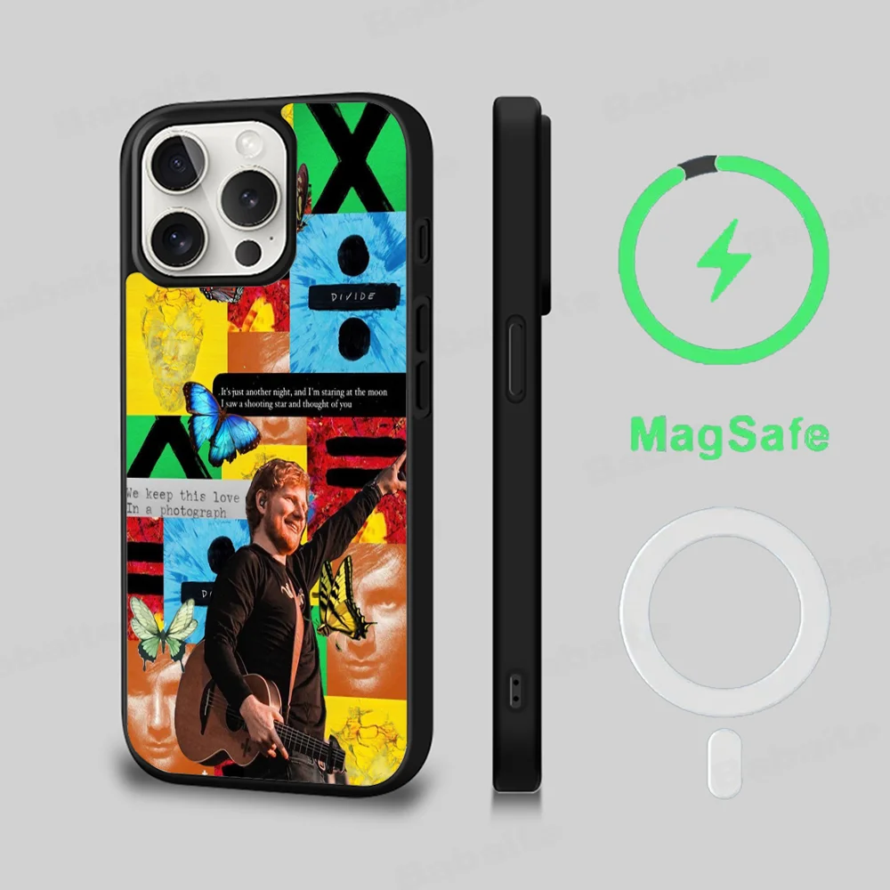 E-Ed Sheeran UK Singer Phone Case Magesafe Magnetic Wireless Charge Case For iPhone 16 11 12 13 14 15 Pro Max Plus Mini