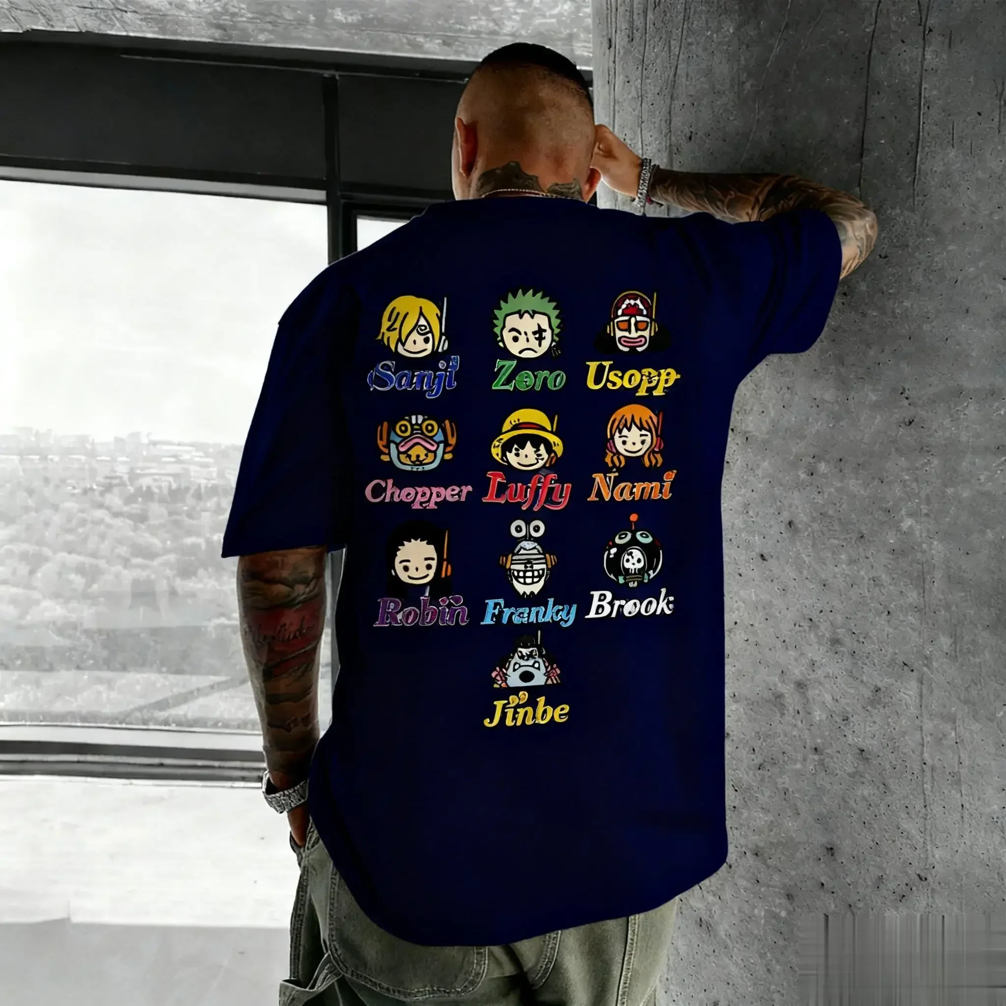 Nueva camiseta gráfica de Anime familiar de una pieza de verano para hombres y mujeres, pantalón corto informal, camiseta de manga con estampado de dibujos animados, camisetas Y2k de gran tamaño a la moda