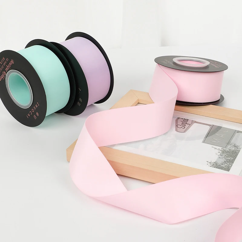 18meters/roll 4cm Double-sided Milk Silk Polyester Ribbon Wedding Decorative Ribbons Gift Wrap DIY Handmade Clothing Material