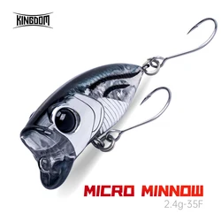 Kingdom Micro Minnow Topwater Fishing Lures 2.4g 35mm Z-Action Hard Bait High Quality Floating Popper Single Hook For Bass Pike