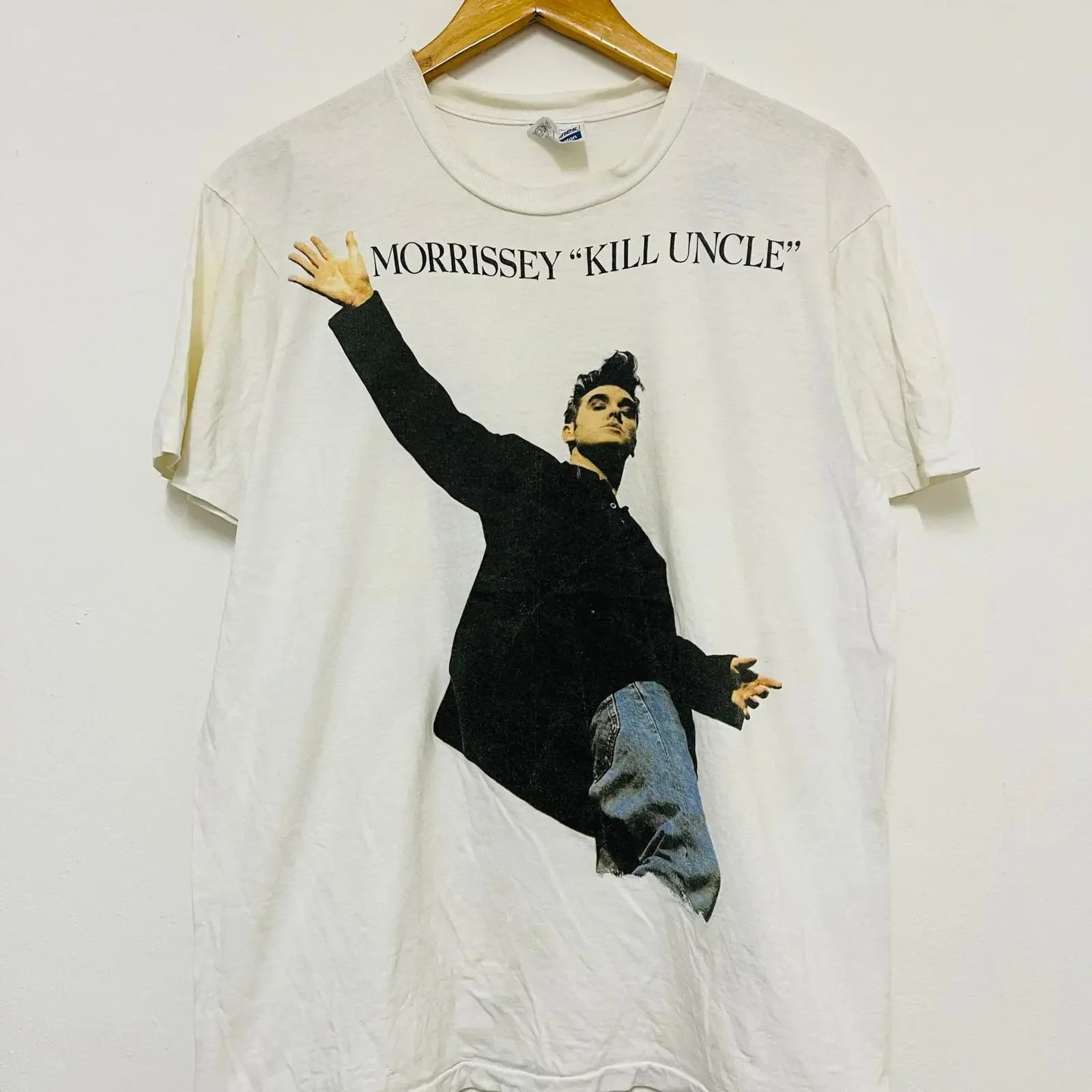 Vintage 90 s Morrissey Kill Uncle 1991 Alt Rock Band T Shirt Post Punk Pop Streetwear White L vintage Washed designer clothes